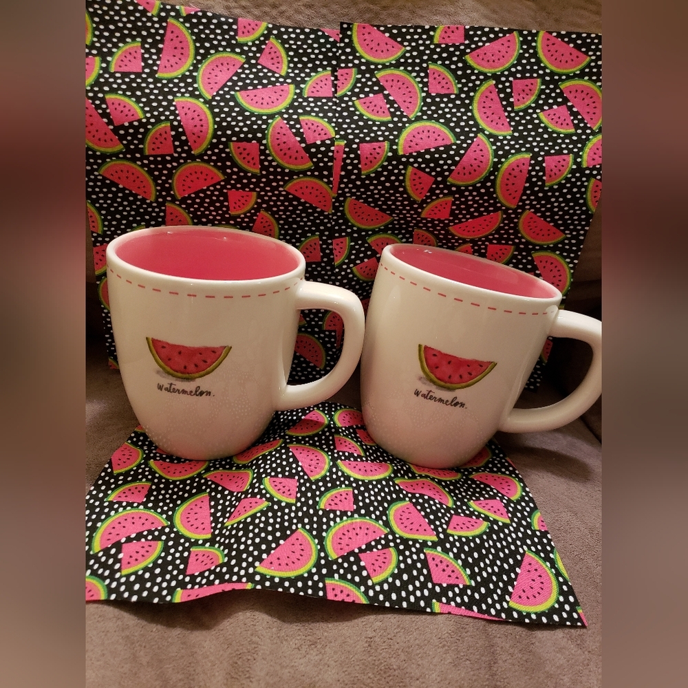 Rae Dunn Watermelon Mugs Rare New